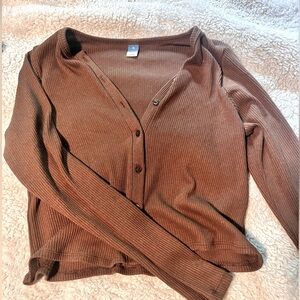 OLD NAVY Brown mid rise button up